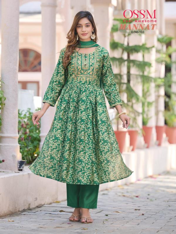 Ossm Mannat Vol 3 Fancy Kurti With Bottom Dupatta Collection